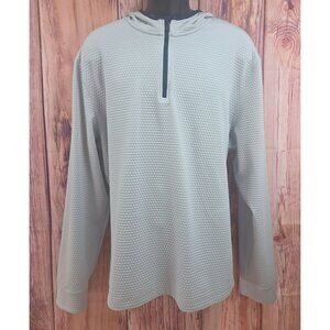 Southern Tide Mens XXL Gray Waffle Texture Hooded Pullover With 1/4 Zip Front